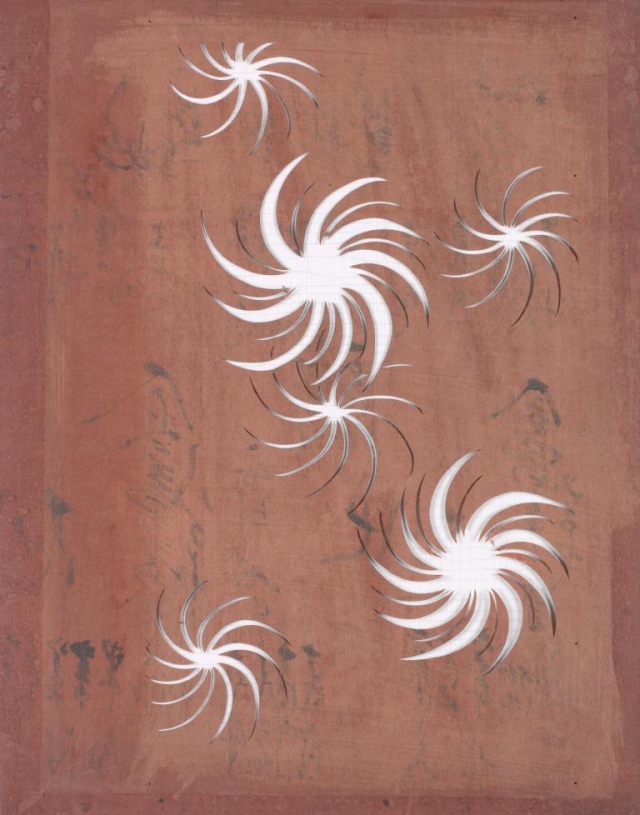 Papírová šablona s motivem šesti růžic, 19. Století, typ džizomari, papír, 32 x 41,8 cm, foto © Národní galerie v Praze